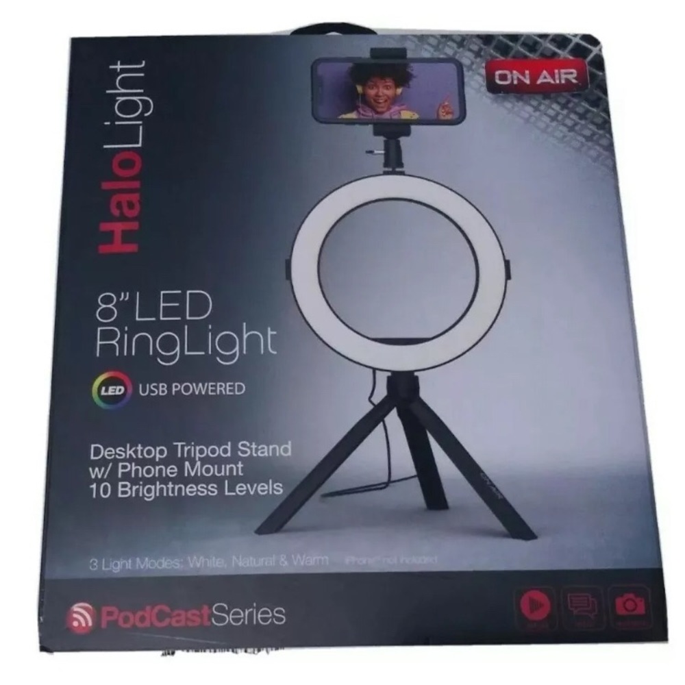 Tzumi ON AIR Halo Light 8” LED Ring Light NIB